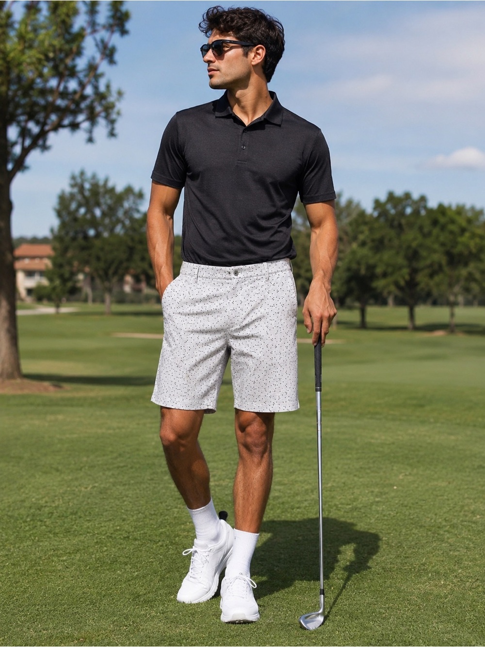 All In Motion White Patterned Golf Shorts Size 32 Casual Performance Style